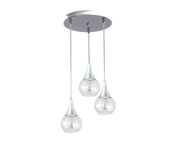 Lampa wisząca 3xE27 LACRIMA CLEAR SILVER