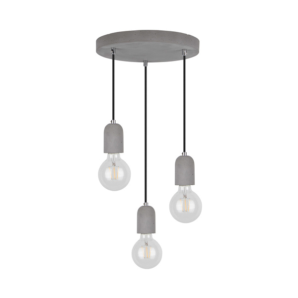 Lampa Wisząca Amory 3xE27 Max.60W Szary Beton/Czarny Kabel Tkaninowy