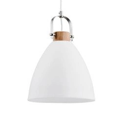 Lampa wisząca zwis HERMINA biały/drewno śr. 22cm