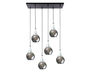 Lampa wisząca 6xE27 LACRIMA SMOKY BLACK/SILVER