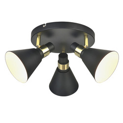 Lampa sufitowa Biagio dł. 39cm 3xE14 | czarny/złoty/biały