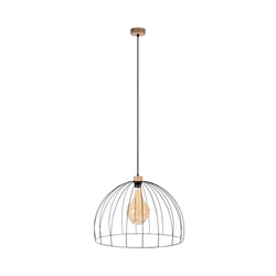 Lampa wisząca Coop 1xE27 maks. 60W Dąb olejowany/Czarny metal/Czarny kabel PCV