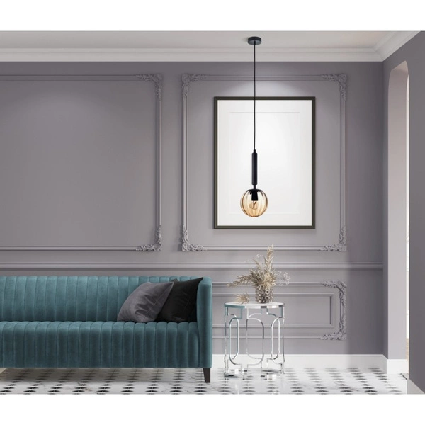 Lampa wisząca RAVENA śr. 15cm E27 | czarny/bursztynowy