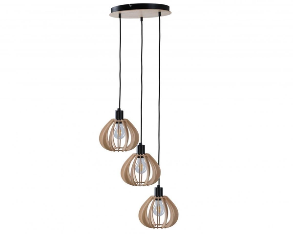 Lampa wisząca 3xE27 NICOLETA NATURAL AND BLACK 826