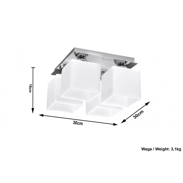 Nowoczesny plafon PIAZZA 4 SLA.0234 Chrom 4xE27