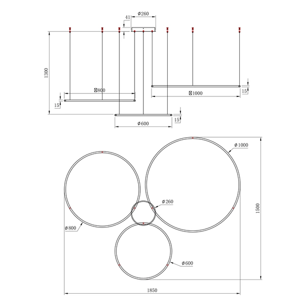 Lampa wisząca Saturno Gold 100W LED