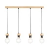 Drewniana lampa wisząca Clarte 4xE27 maks. 60W Dąb olejowany/Czarny metal/Czarny kabel z tkaniny 3274474