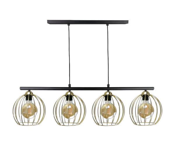 Lampa wisząca 4xE27 BACCA BLACK/GOLD LONG