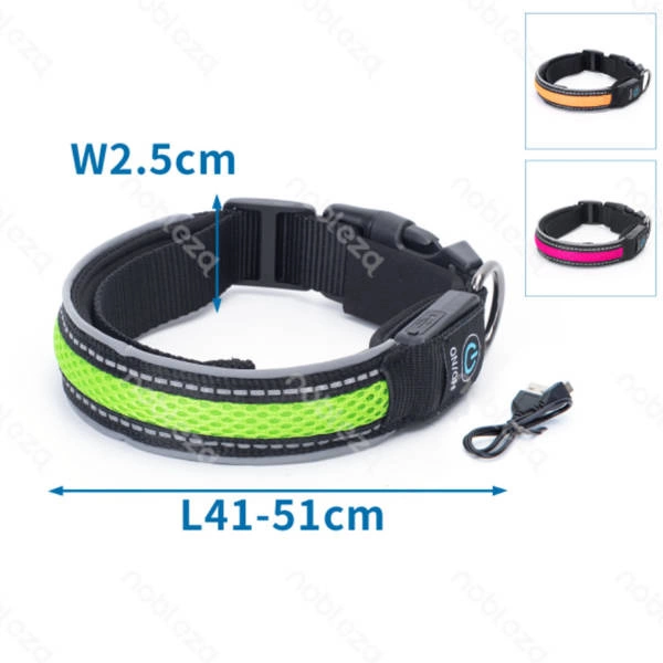 Świecąca obroża typ.B LED dla psa USB dł. 41-51cm | pomarańczowy