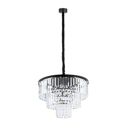 Żyrandol wiszący CRISTAL BLACK M szer. 56cm 9xE14 | czarny 7616