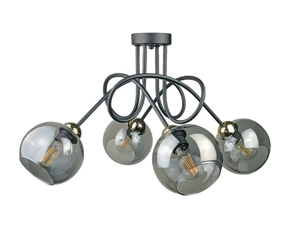 Lampa sufitowa 4xE27 RING BLACK/GOLD