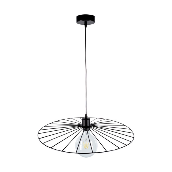 Lampa wisząca Antonella 1xE27 Max.60W Czarny kabel metalowy/czarna tkanina 189449104