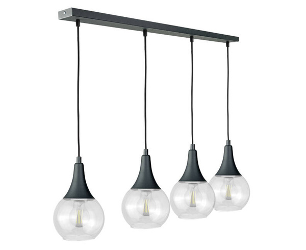 Lampa wisząca 4xE27 LACRIMA CLEAR BLACK