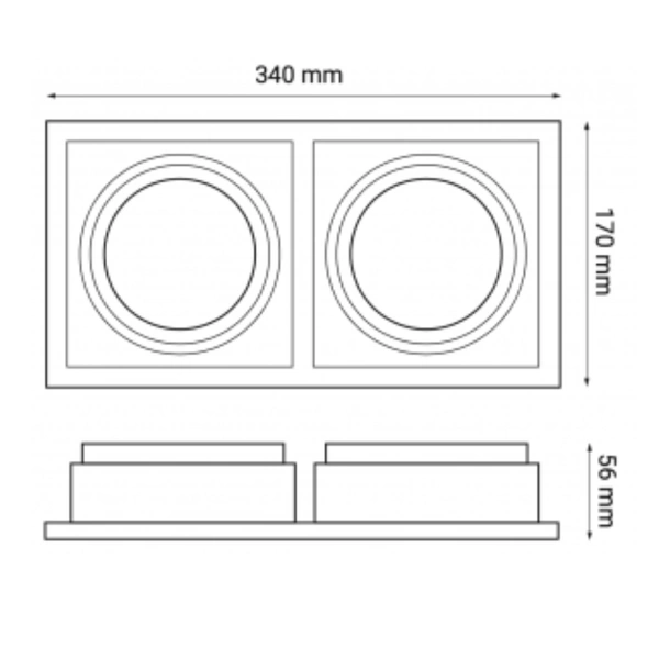 Oprawa wpuszczana oczko sufitowe CROSTI LANA SQ DUE szer. 30,3x15cm | czarny