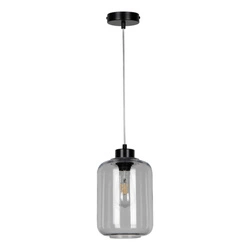 Lampa Wisząca Tarro 1xE27 Max.60W Czarny Metal/Przezroczysty Kabel PCV/Szkło Dymne 15890104