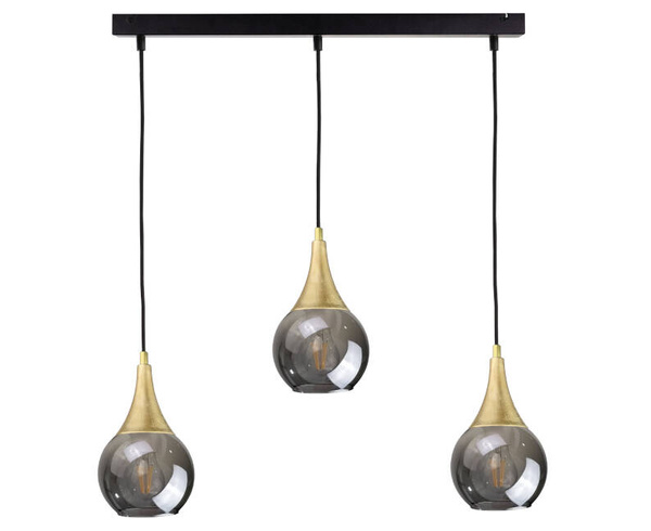 Lampa wisząca 3xE27 LACRIMA SMOKY/GOLD