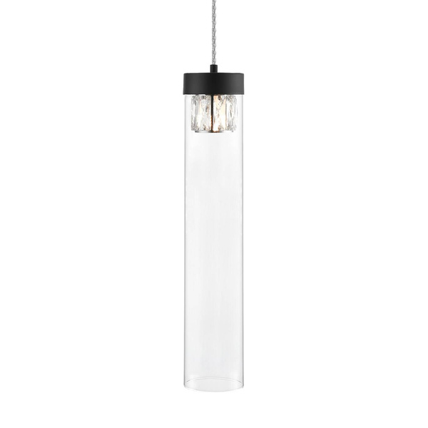 Nowoczesna lampa wisząca GEM szklana tuba 28,5cm kryształ G9 28W | czarny