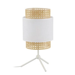 Lampa stołowa rattanowa abażur BOHO WHITE wys. 40cm | biały