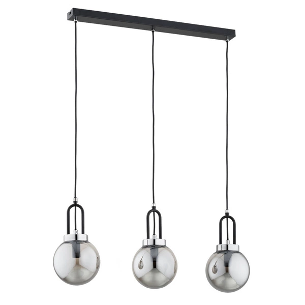 Lampa wisząca ALFA ATORI CZARNA & CHROM 3xE14 65cm | 62429