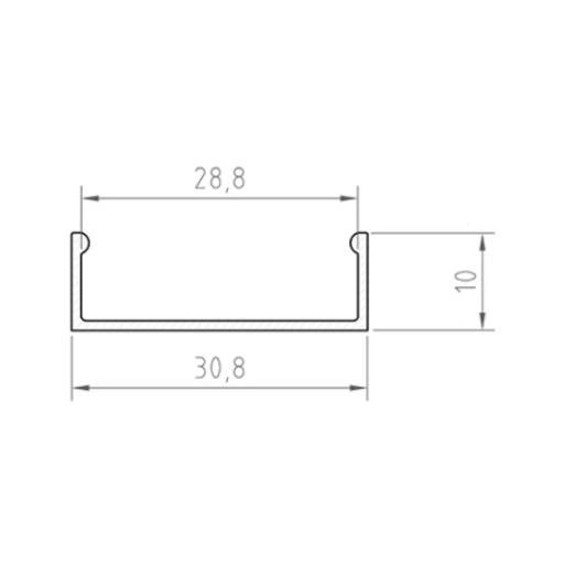 Profil LED P13-1 200cm szer. 30mm | do osłonek C2 | srebrny