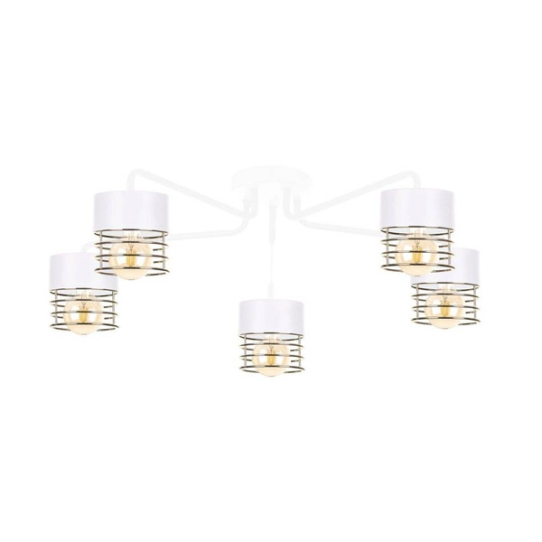 Lampa sufitowa 5xE27 ROYAL WHITE/GOLD