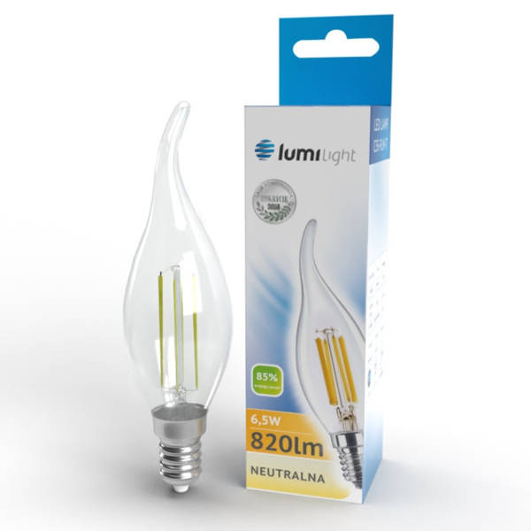 Żarówka FILAMENT LED C35-T E14 6,5W 4000K świeczka płomyk