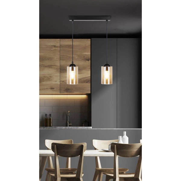 Lampa wisząca BISTRO, czarny/brązowy, 2x40W E27