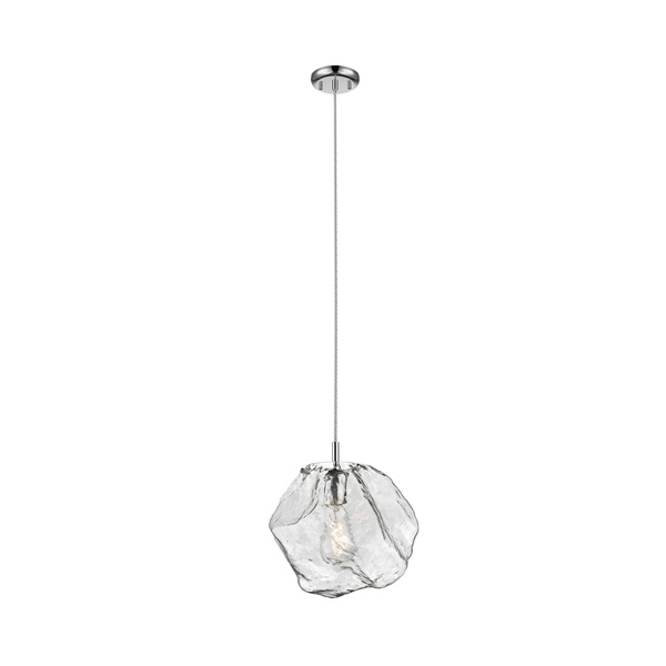 Lampa wisząca szklana do salonu śr.28 ROCK E27 40W | chrom