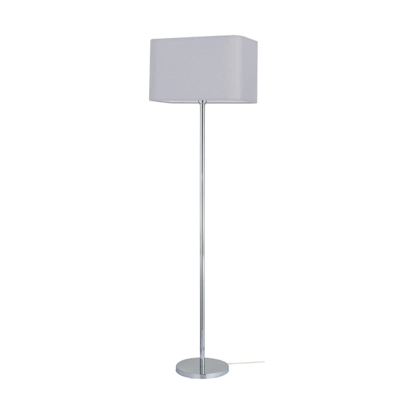 Lampa podłogowa Cadre 1xE27 maks. 40W chromowany metal/przezroczysty kabel PVC/szary klosz z tkaniny 13910128