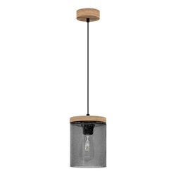 Lampa Wisząca Monsun 1xE27 Maks. 60W Witraż Sosna Brązowa/Czarny Kabel PCV/Szkło Dymne 161859151