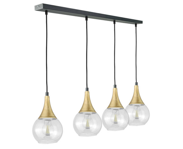 Lampa wisząca 4xE27 LACRIMA CLEAR BLACK/GOLD