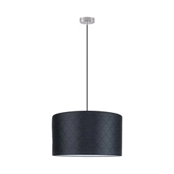 Lampa wisząca Mirabella 1xE27 maks. 60W chromowany metal/czarny kabel z tkaniny/czarny klosz z materiału syntetycznego