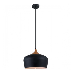 Lampa wisząca BRITTA śr. 35cm E27 | czarny/drewniany