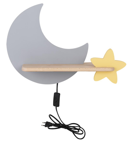 Kinkiet z półką IQ KIDS MOON, 21-75727, szary/złoty, 5W LED, barwa neutralna 4000K