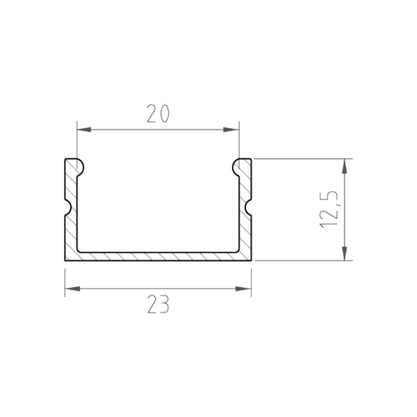Profil LED P13-2 200cm szer. 20mm | do osłonek C15 | srebrny