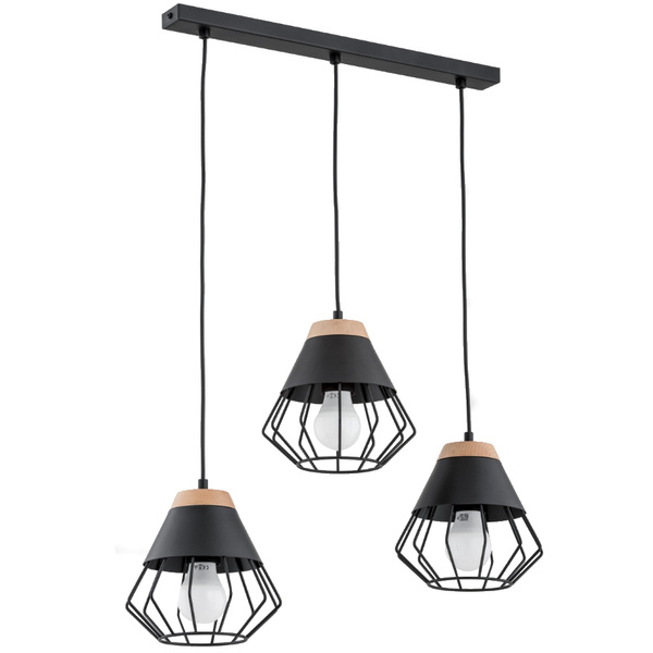 Loftowa lampa wisząca RINA 3x E27 wys. 90cm | czarny