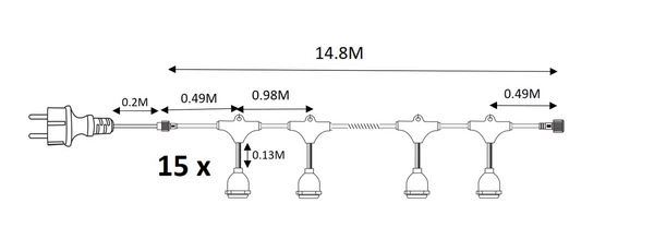 Girlanda BASIC 15 metrów (bez żarówek), EKO9138