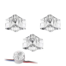 Cristaldream Zestaw Downlightów Zawiera 3xG4 LED 2,3W z zasilaczem Chromowany Metal/Szkło Przezroczyste 51223201