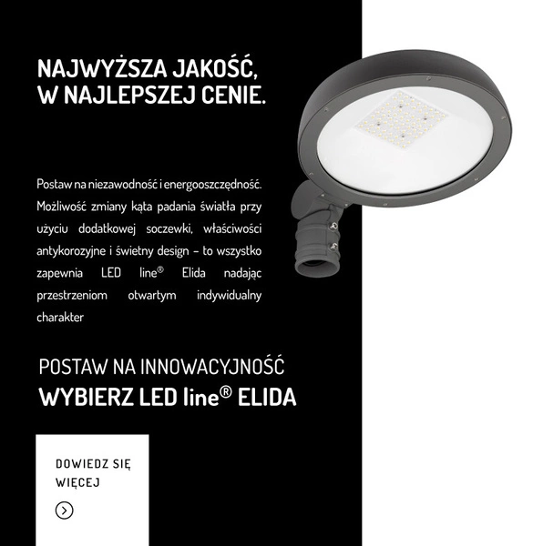 Oprawa uliczna na słupek LED ELIDA 70W 4000K neutralna IP65 | grafitowy