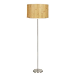 Lampa podłogowa TIMBER 51-56705 satynowa + abażur z fakturą sosny 1x60W E27