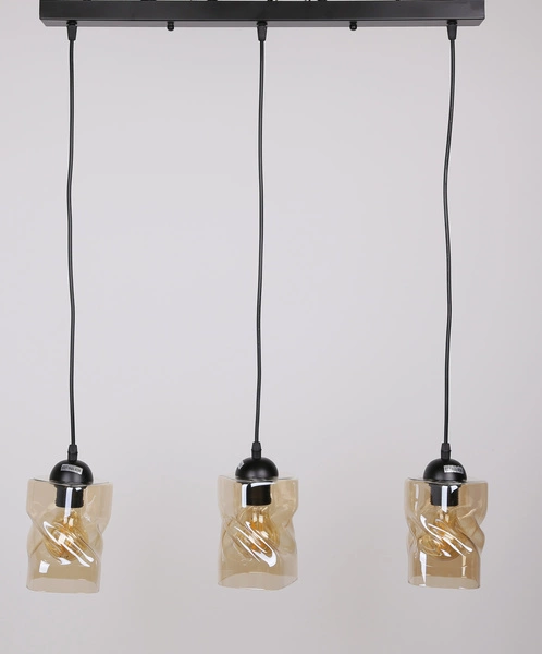 Lampa wisząca FELIS, 33-00187, czarny/bursztynowy, 3x60W E27