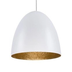 Lampa wisząca tuba nad stół EGG M biały/złoty śr. 39cm 9021