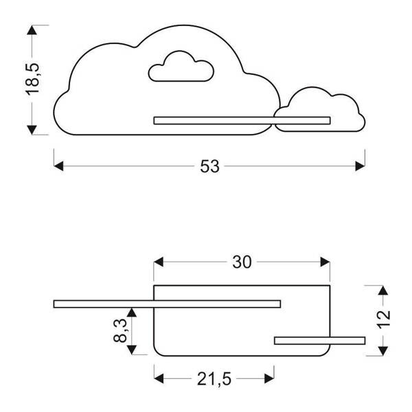 Kinkiet dziecięcy z półką CLOUD 21-76717 biało-różowy 5W LED barwa neutralna 4000K