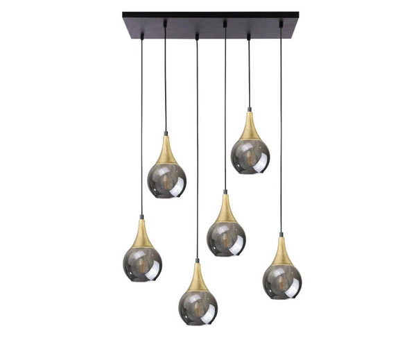 Lampa wisząca 6xE27 LACRIMA SMOKY BLACK/GOLD