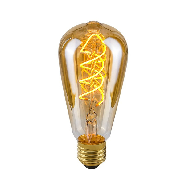 ,Żarówka dekoracyjna LED,, E27,, Spiral Amber LDS-ST64-SA ST64,, 4W,, 2200K,, 90lm,