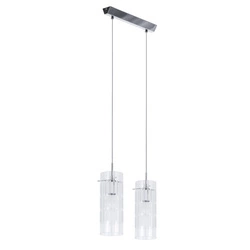 Lampa wisząca MAX dł. 32cm 2xE27 | chrom/transparentny/matowy