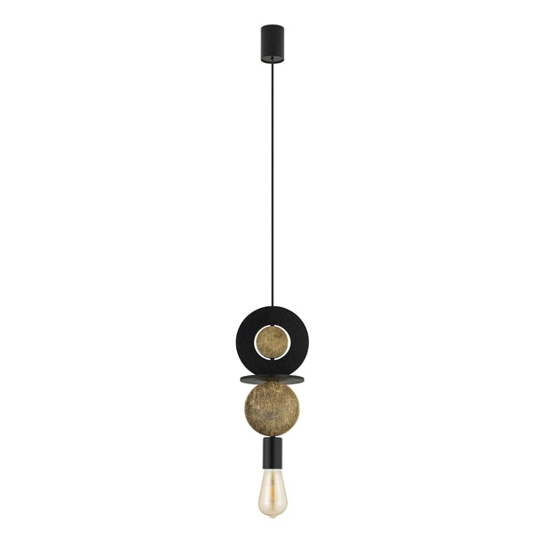 Lampa wisząca DROPS WOOD E wys. 216,5 cm E27 | czarny/złoty 11177