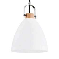 Lampa wisząca zwis HERMINA biały mleczny /drewno śr. 22cm