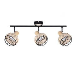 Lampa sufitowa TAJGA, 93-12227, czarny/drewniany, 3x40W E14