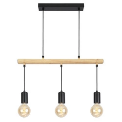 Lampa wisząca IZZY 33-78063 czarna + drewno 3x60W E27